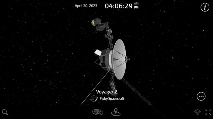 Mô phỏng Voyager 2 qua ứng dụng theo dõi trực tiếp thời gian thực của NASA.